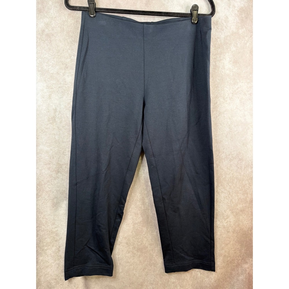 Pure Jill Slim-Leg Cropped Pants Women Size S Navy Blue Pima Cotton Stretch